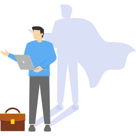 Businessman With Superhero Shadow Leadership Superhero In Business A Successful And Powerful Leader Confident Leadership Business Success Ambition Or Strength Career Or Promotion Illustration