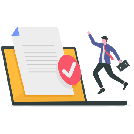 Businessman with legal certified approved document  Illustration