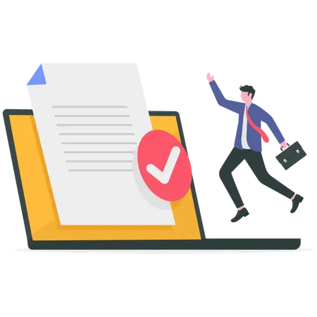 Businessman with legal certified approved document  Illustration