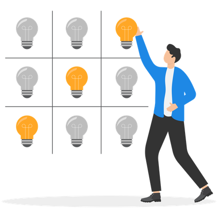 Businessman with light bulb on developing business and competition for success  Illustration
