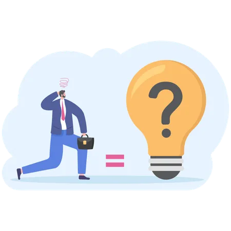 Businessman with light bulb question  Illustration