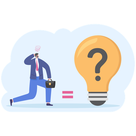 Businessman with light bulb question  Illustration