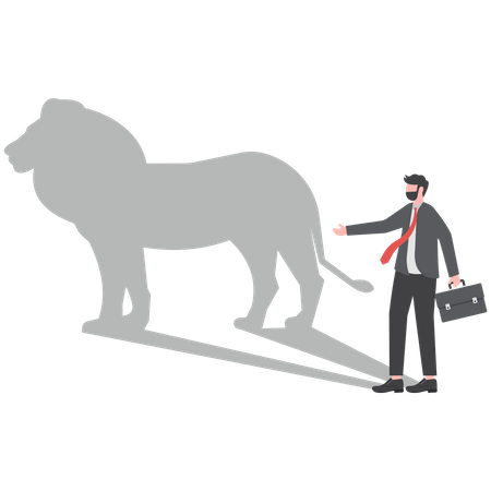 Businessman with lion shadow background leadership  Illustration