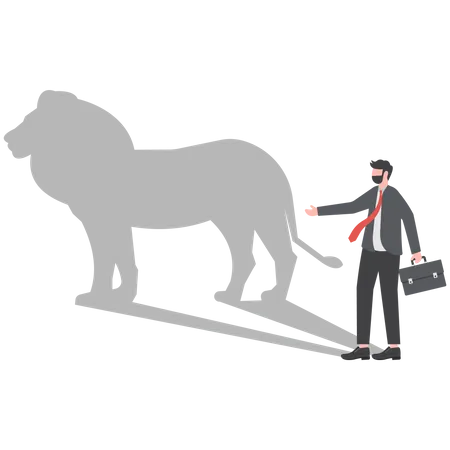 Businessman With A Lion Shadow Background Leadership Concept Illustration