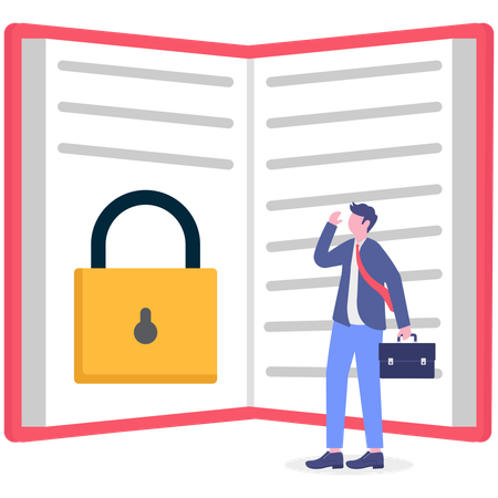 Businessman With locked book  Illustration