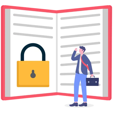 Businessman With locked book  Illustration