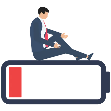 Businessman with low battery  Illustration