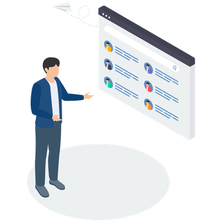 Businessman with Mailing list to send email campaigns  Illustration