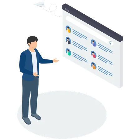 Businessman with Mailing list to send email campaigns  Illustration