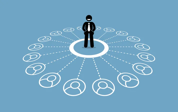 Businessman with many contacts and strong business network Illustration