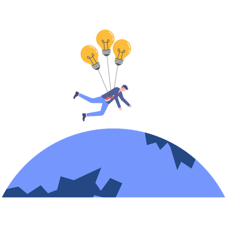 Businessman with many ideas  Illustration