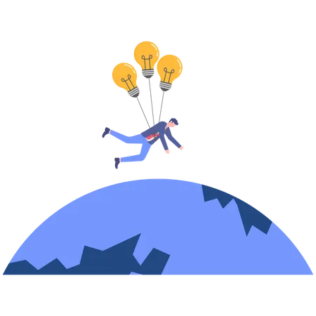 Businessman with many ideas  Illustration