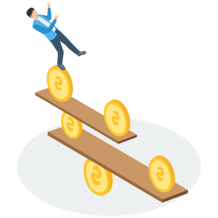 Businessman with Market Unstable  Illustration