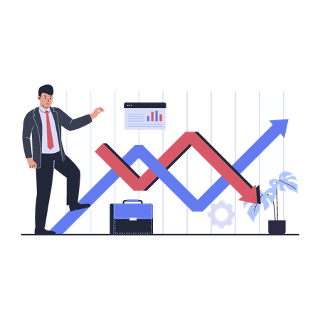 Businessman with market volatility  Illustration