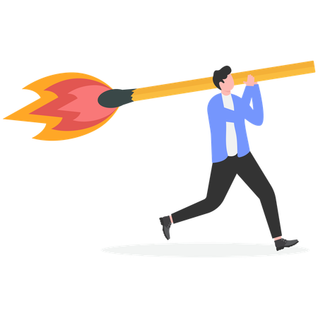 Businessman with matchstick  Illustration