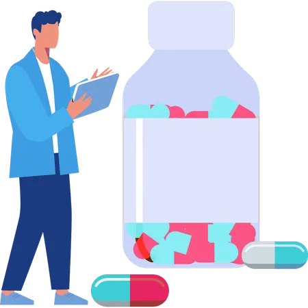 Businessman with medicine pills  Illustration