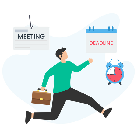 Businessman with meeting deadline  Illustration