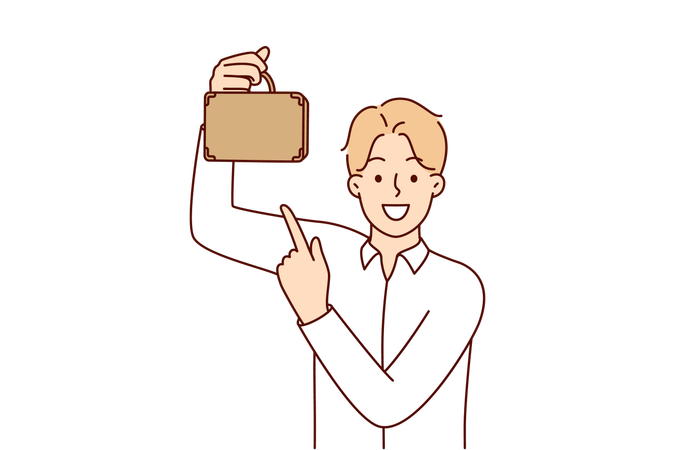 Businessman with miniature briefcase  Illustration