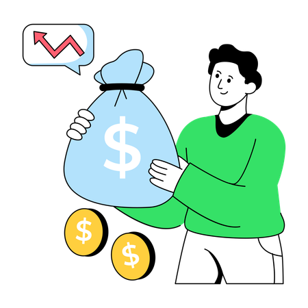 Businessman With Money Bag  Illustration