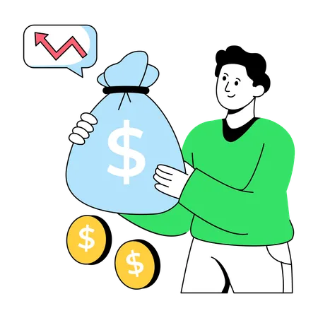 Businessman With Money Bag  Illustration