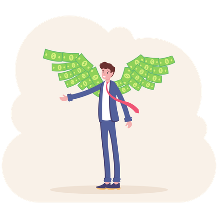 Businessman with money behind his back  Illustration