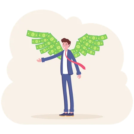 Businessman with money behind his back  Illustration