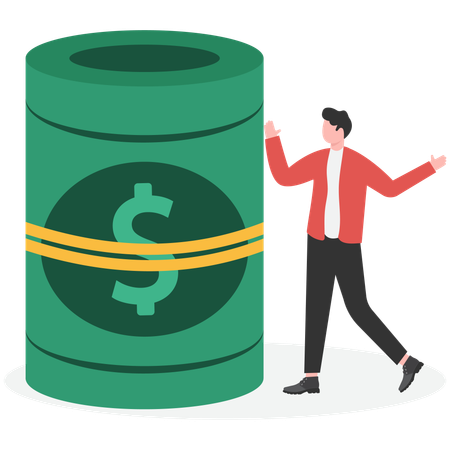 Businessman with money bundle  Illustration
