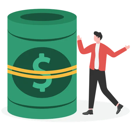 Businessman with money bundle  Illustration