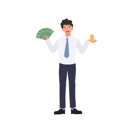 Businessman with money  Illustration