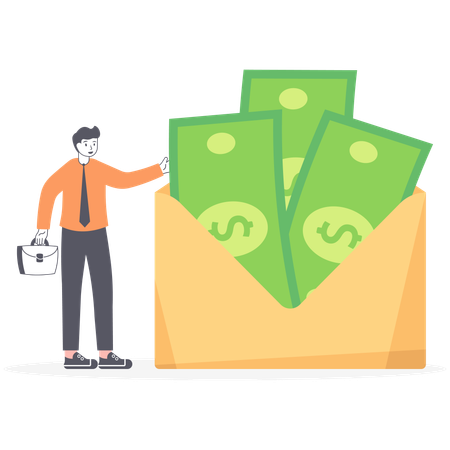 Businessman with money  Illustration