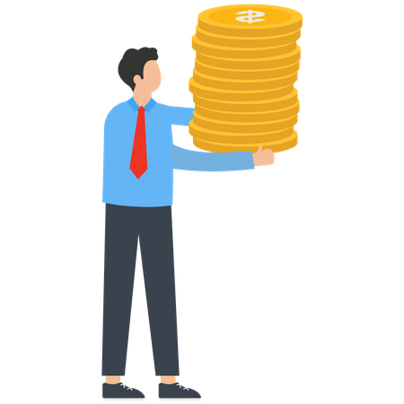 Businessman with money run away  Illustration