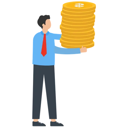 Businessman with money run away  Illustration