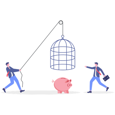 Businessman with money trap  Illustration