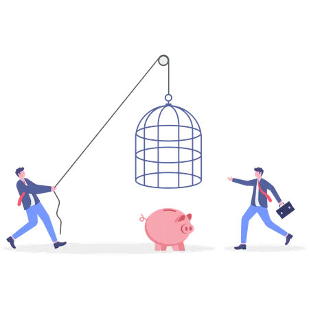 Businessman with money trap  Illustration