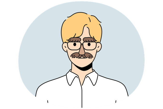 Businessman with moustache and eyebrows disguise  Illustration
