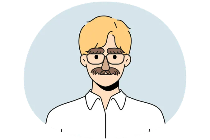 Businessman with moustache and eyebrows disguise  Illustration