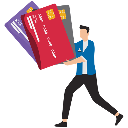 Businessman with multiple credit card  Illustration