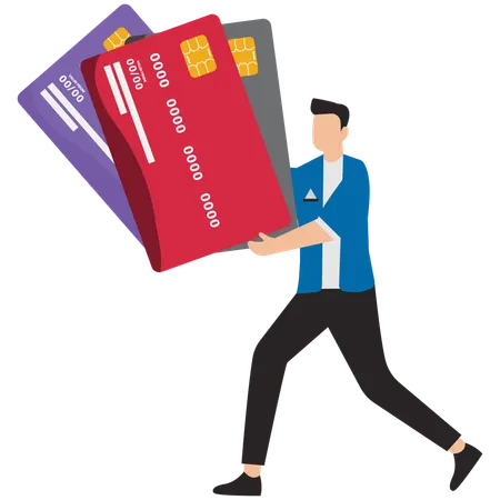 Businessman with multiple credit card  Illustration