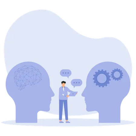 Businessman with Natural language processing  Illustration