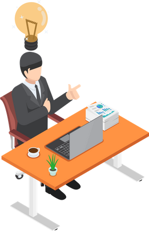 Businessman with new business idea  Illustration