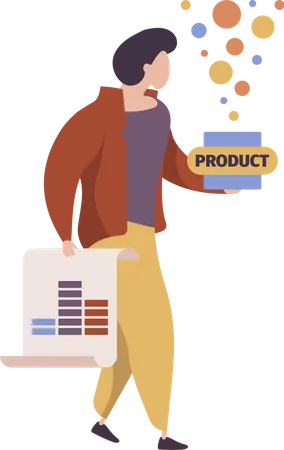 Businessman with new product  Illustration