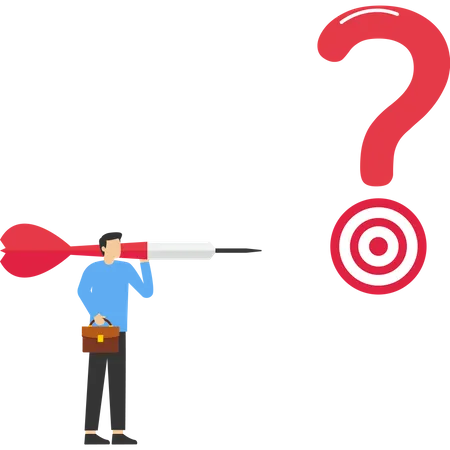 Businessman With Objective Questions Q And A Challenge Problem Solving Target Which A Question Mark Vector Illustration Design Concept In Flat Style Illustration