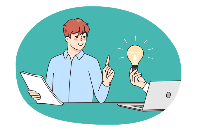 Businessman with online business idea  Illustration