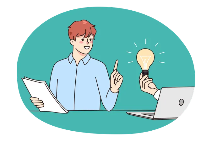 Businessman with online business idea  Illustration