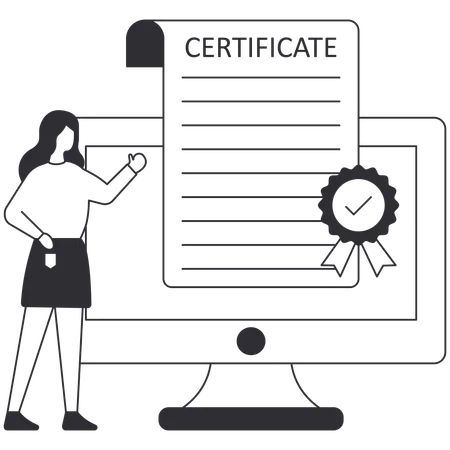 Businessman with online certificate  Illustration