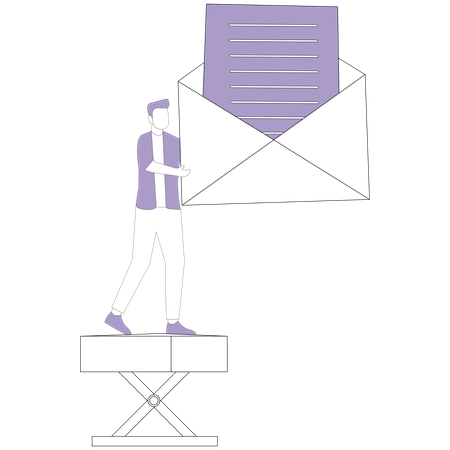 Businessman with open the letter  Illustration