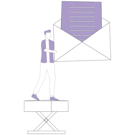 Businessman with open the letter  Illustration