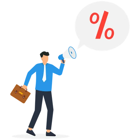 Businessman with percentage sign  Illustration