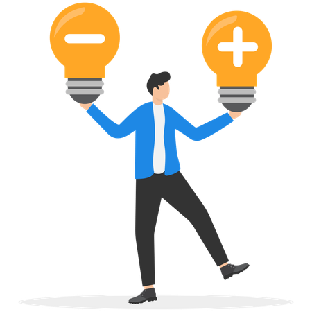 Businessman with positive and negative idea  Illustration