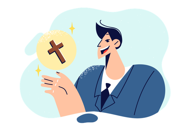 Businessman with praying to god  Illustration